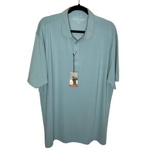 Matte Grey Captain Baja Blue Heather Polo Shirt Performance Golf Lightweight 2xL